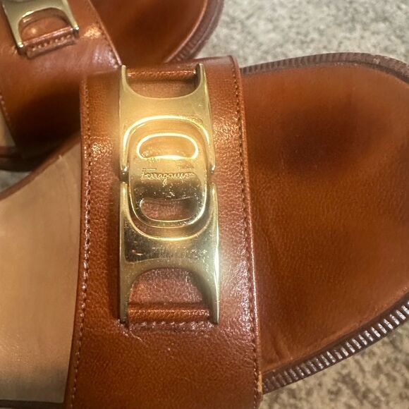 Salvatore Ferragamo Leather Sling Back Sandals 6.5B - Picture 6 of 8